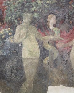 创造夏娃和原罪，绿色修道院，1432-36 作者 保罗·乌切洛